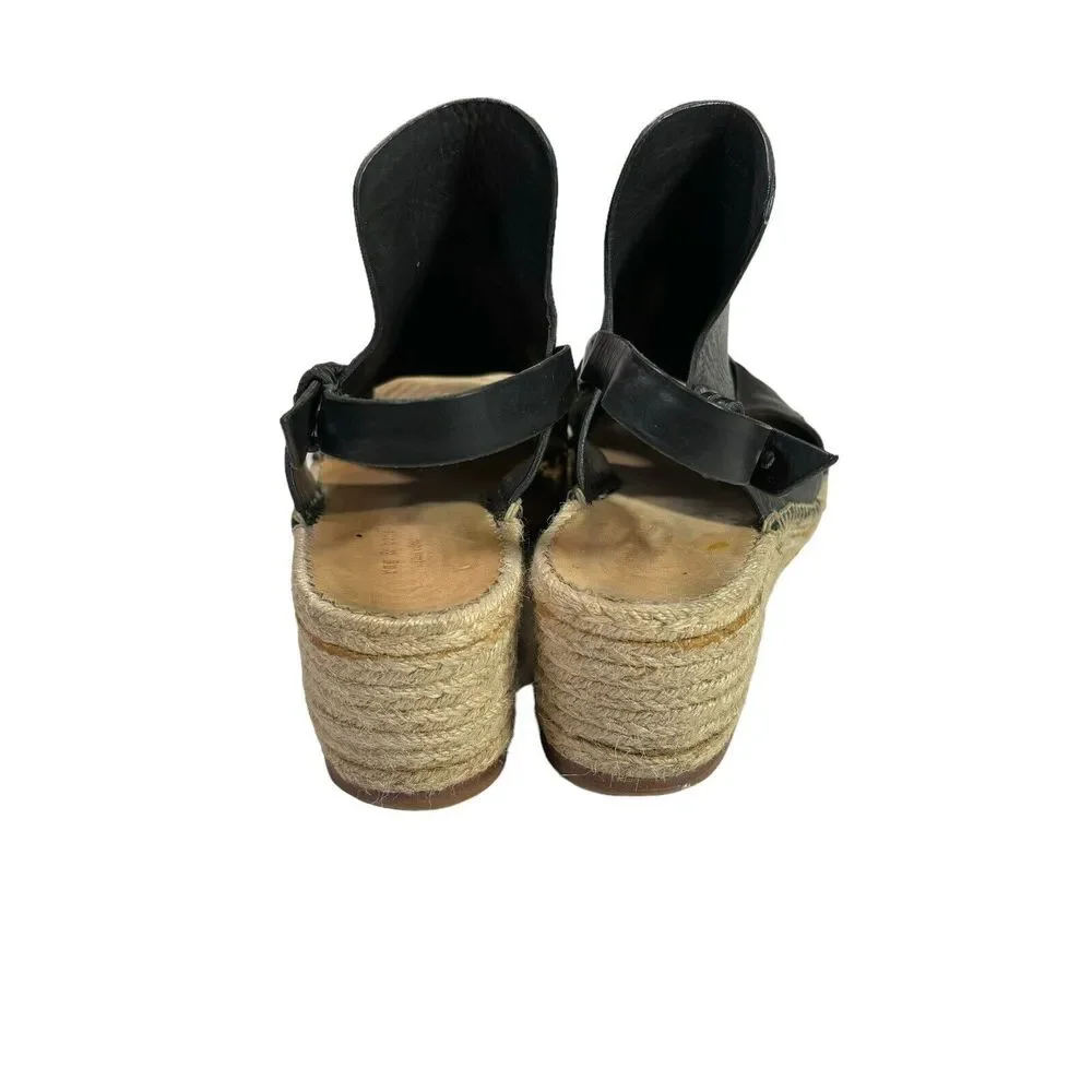 Rag & Bone Sayre Leather Espadrille Wedge black Sandals Wedge Size‎ 37.5 7.5